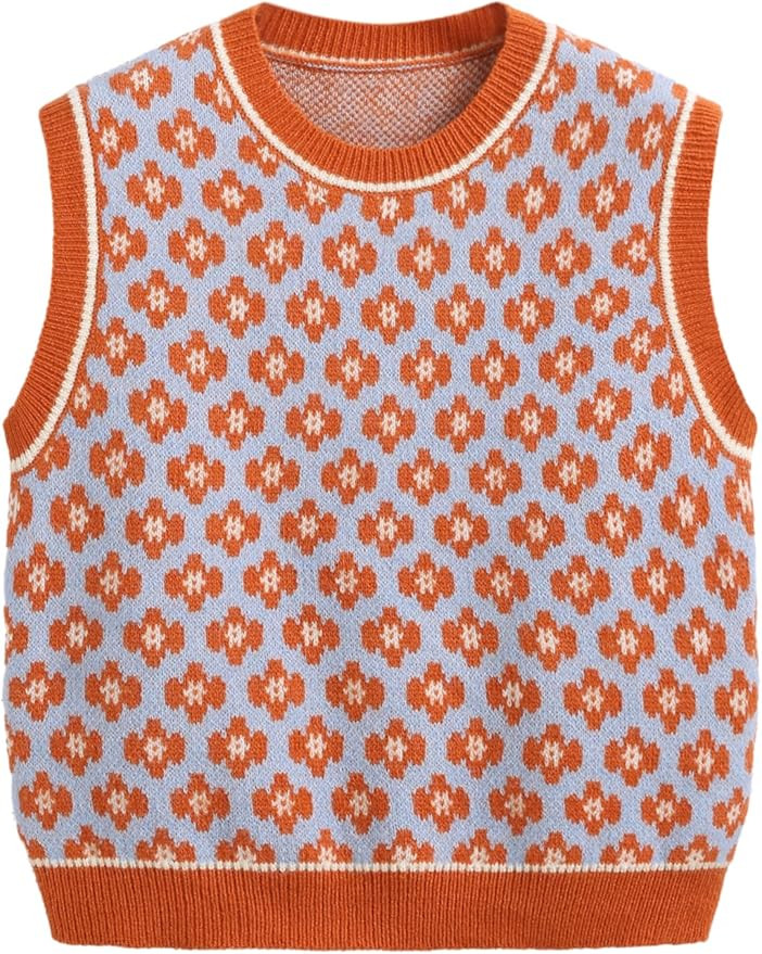 CIDER Sweater Vest Women Sleeveless Cropped Sweaters Cute Graphic Tank Tops Old Money Clothes Fal... | Amazon (US)