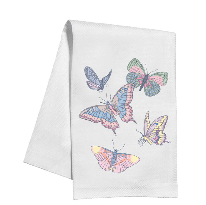 Caitlin Wilson French Blue Butterflies Kitchen Towel | Rosanne Beck Collections