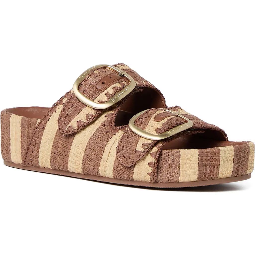 Loeffler Randall Theo Two-Strap Platform Sandal in Brown/Natural Stripe at Nordstrom Rack, Size 7 | Nordstrom Rack