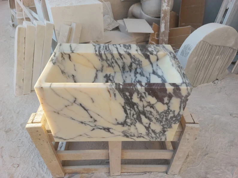 Calacatta Viola Sink, Marble Sink, Farmhouse Sink, Wall Mount Sink, Powder Room Sink Vanity, Marb... | Etsy (US)