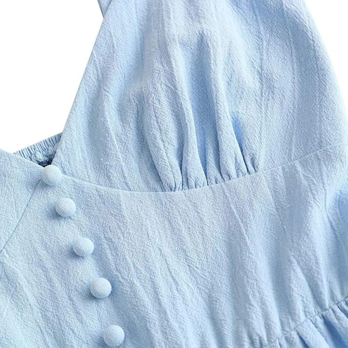 ZAFUL Women's Casual V Neck Summer Mini Dress Spaghetti Strap A-Line Short Dresses Backless Solid... | Amazon (US)