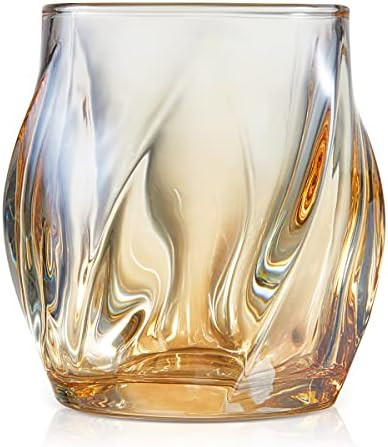 Whiskey Glasses Set of 2, Rocks Glass, 8.5 OZ Drinking Glasses, Creative Twisted Crystal Old Fash... | Amazon (US)