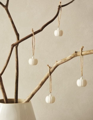 The White Company Mini Ceramic Pumpkin Decorations - Set of 6, White, Size: One Size | The White Company UK & ROW
