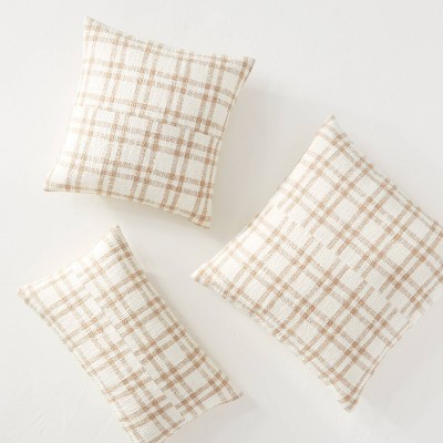 Woven Plaid Throw Pillow with Exposed Zipper Brown/Cream - Threshold™ designed with Studio McGe... | Target
