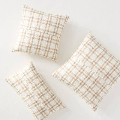 Woven Plaid Throw Pillow with Exposed Zipper Brown/Cream - Threshold™ designed with Studio McGe... | Target