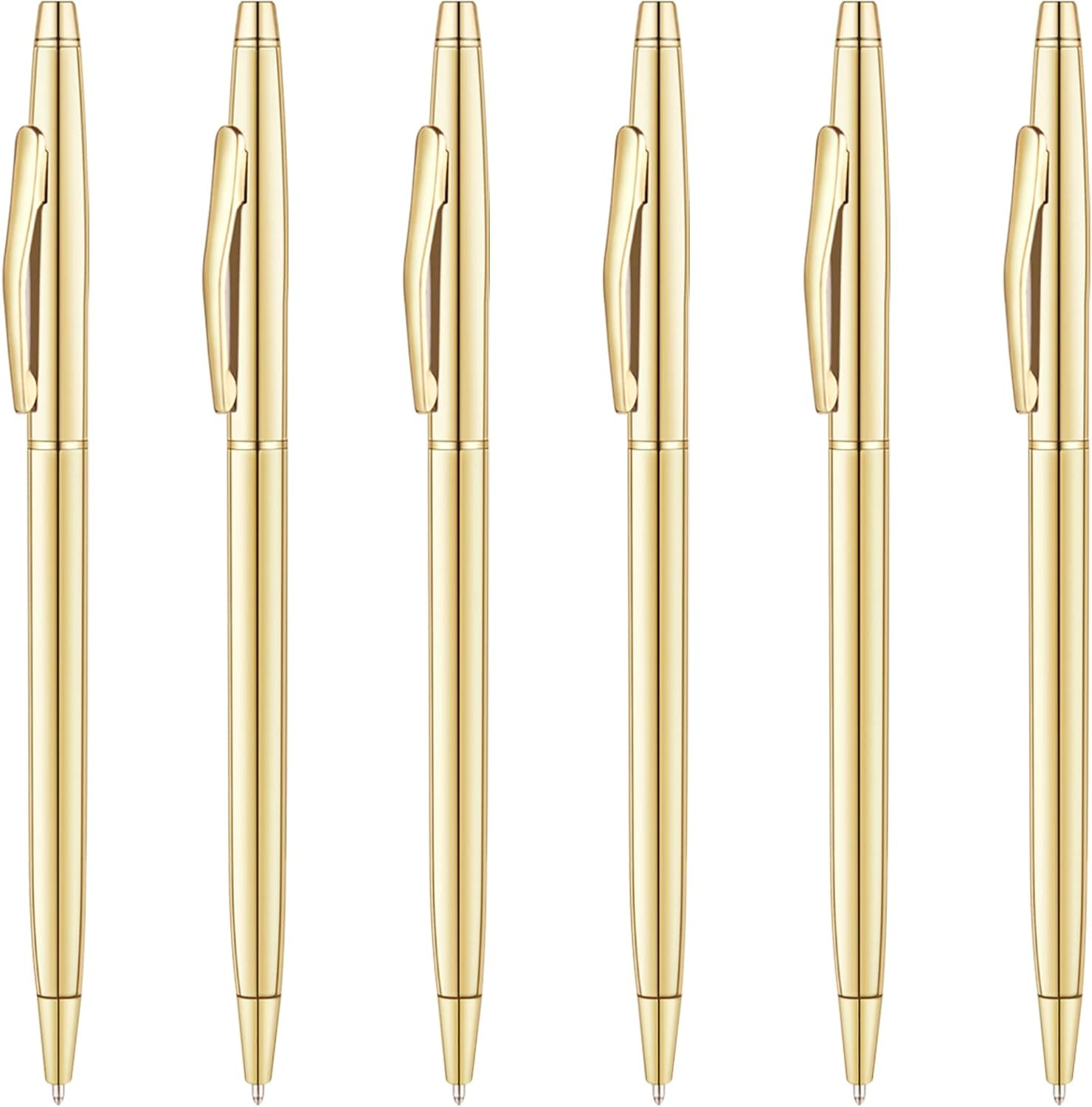 Unibene 6 Pack Slim Gold Ballpoint Pens Black Ink 1 mm - Black Ink, Nice Gift for Business Office Students Teachers Wedding Guest | Amazon (US)