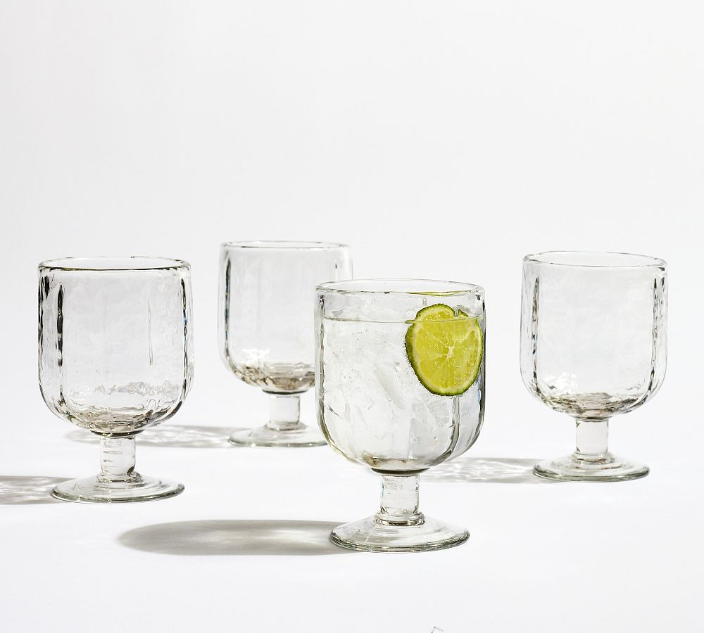 Hammered Cafe Glass Goblets, Set of 4 - Clear | Pottery Barn (US)