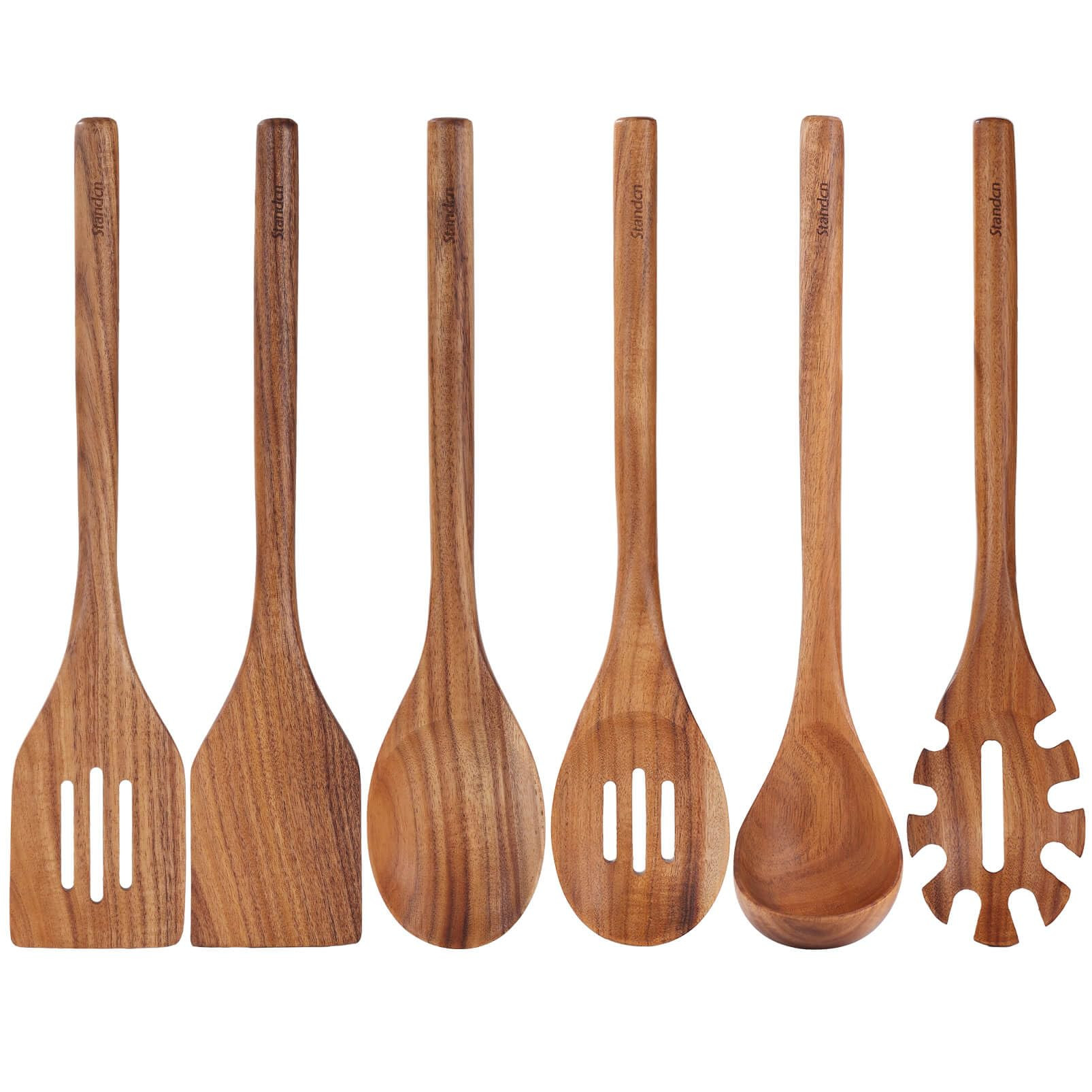 Acacia Wood Utensils Set - 6 Piece Handmade Wooden Spoons for Cooking, Natural Acacia Wood Kitche... | Amazon (US)