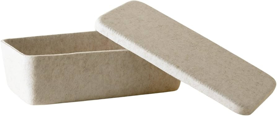 The Long Sculpted Bin + Lid Storage Bin 3-piece Felt Storage Basket+Lids - Shelf Drawer Bin Box-P... | Amazon (US)