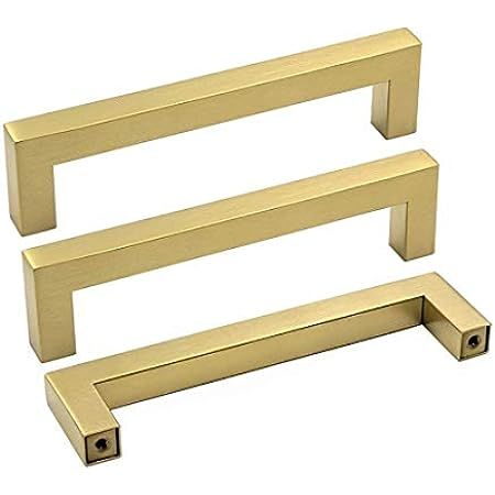 Goldenwarm Brushed Brass Drawer Pulls Kitchen Cabinet Door Handle -LSJ12GD160 Gold Cabinet Pulls Mod | Amazon (US)