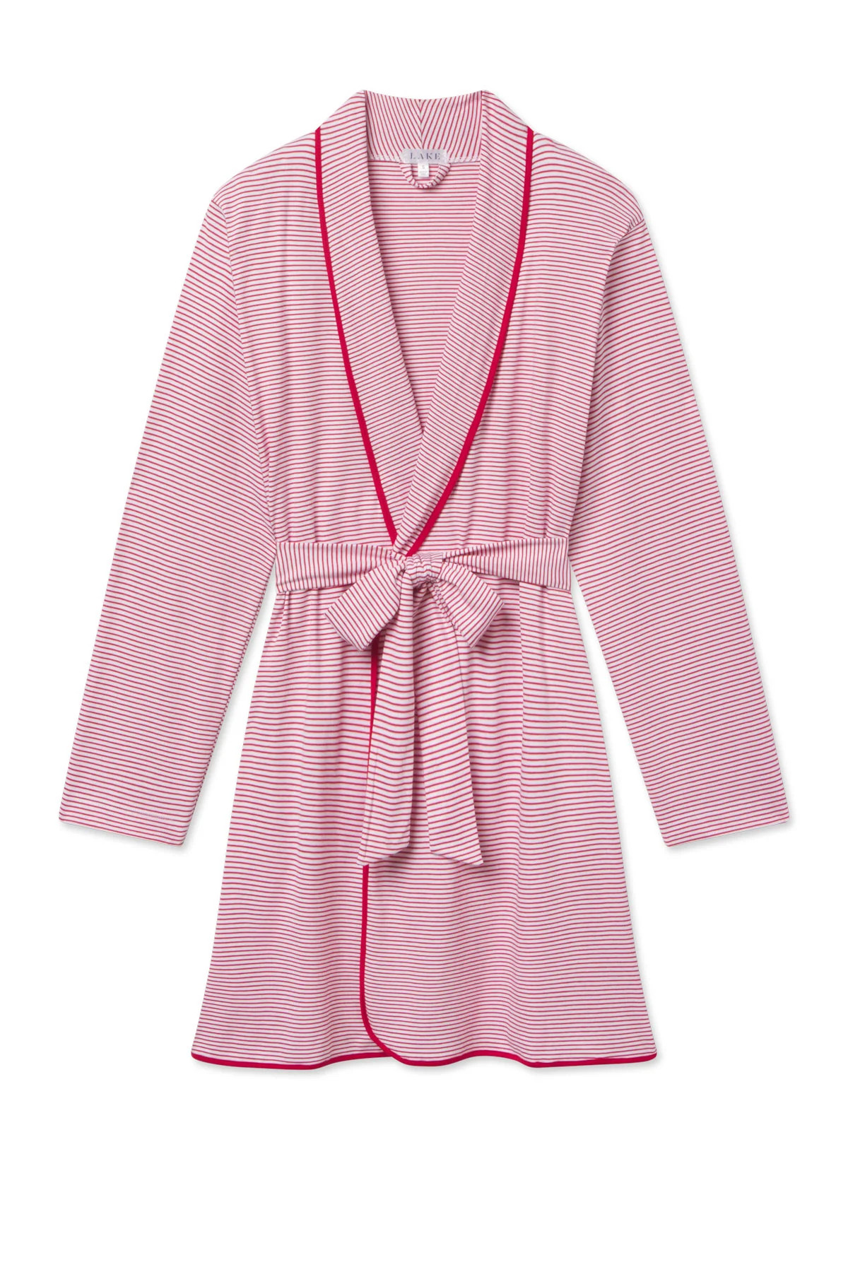 Pima Short Robe in Classic Red | Lake Pajamas