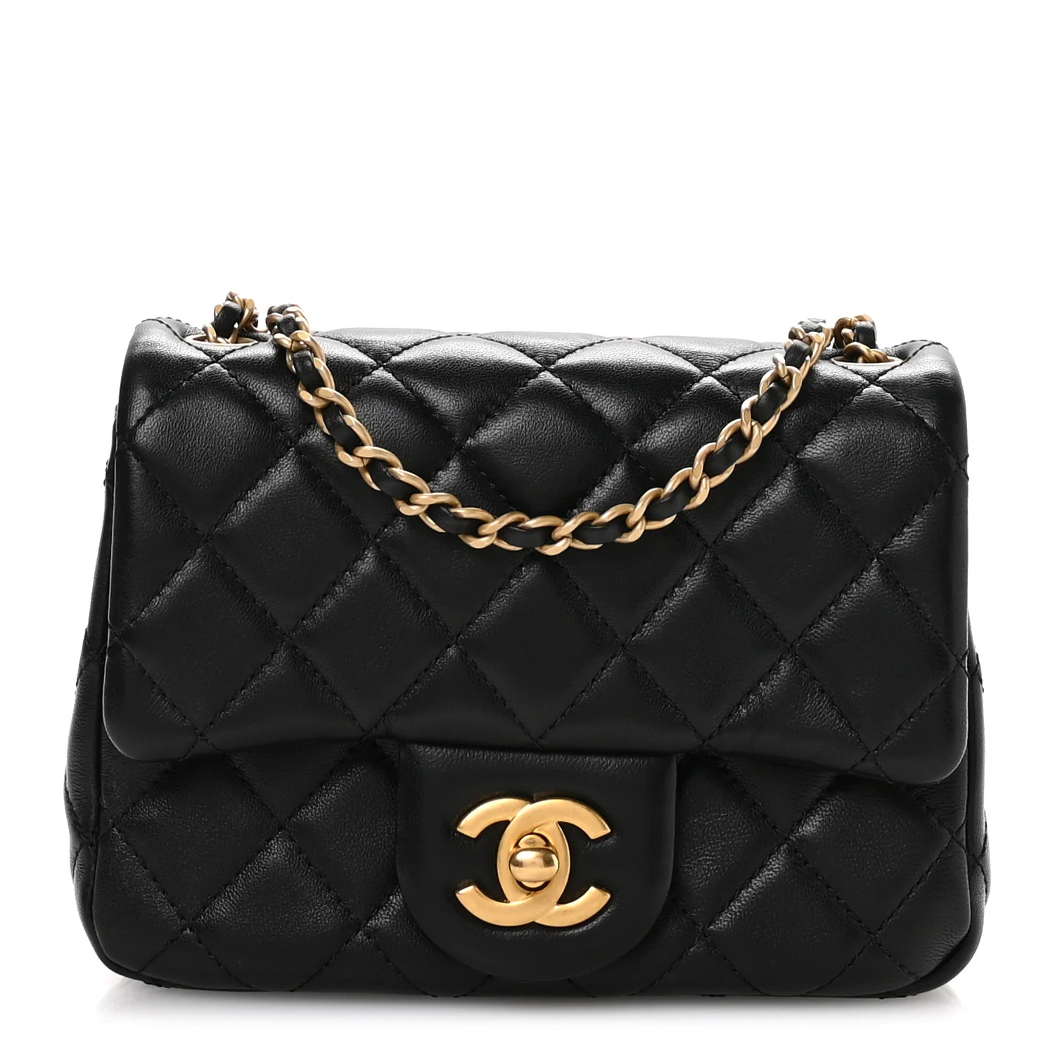 Lambskin Quilted Mini Pearl Crush Flap Black | FASHIONPHILE (US)