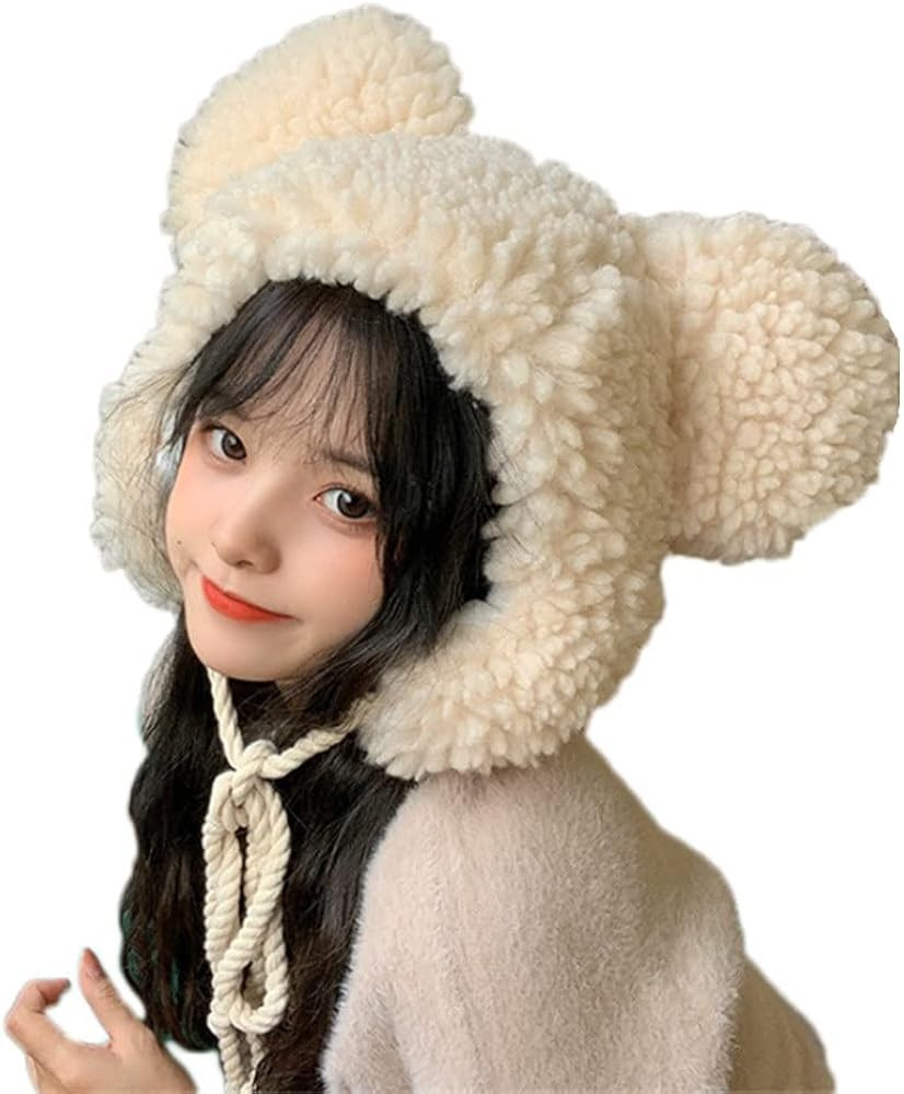 Cute Plush Faux Fur Animal Critter Hat Cap with Ear Flaps Fuzzy Bear Hat Soft Warm Winter Hat Bea... | Amazon (US)