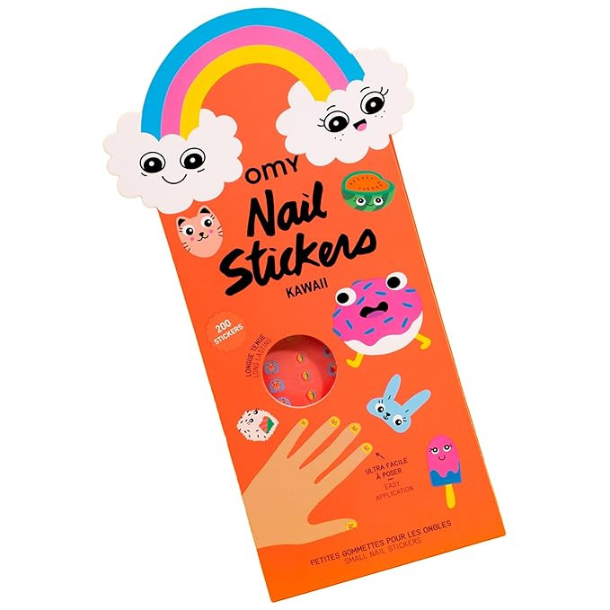 Omy Kawaii Nail Stickers for Kids - 200 Stickers, Waterproof, Durable, Fun, Creative Designs | St... | Amazon (US)
