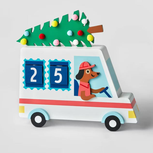 11.5" Dog in Truck Wood Christmas Countdown Sign White - Wondershop™ | Target