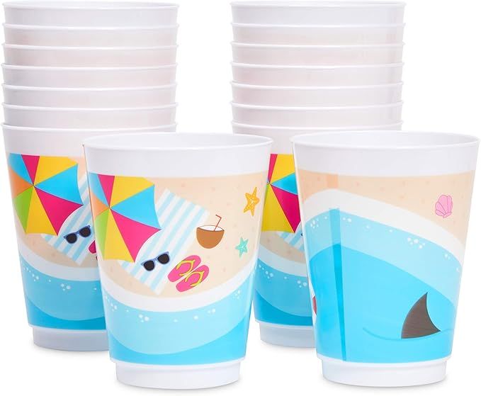 16 oz Plastic Beach Party Tumbler Cups (16 Pack) | Amazon (US)
