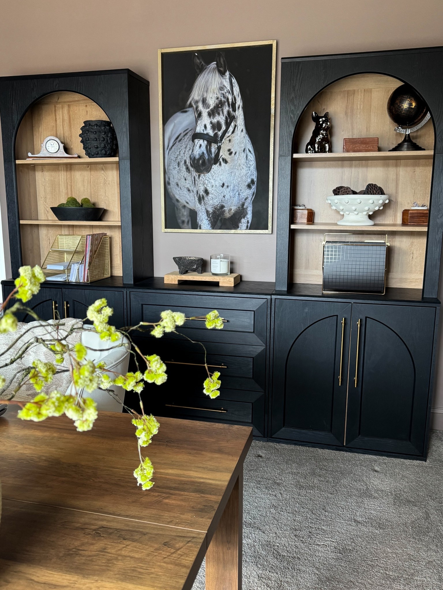 My very moody study!! I cannot say enough good things about my new Mopio furniture. It has a high end look but very affordable.

Use code: FARMHOUSECHIC15 on Horse Art

Mopio Blake hutches and dressers, desk, office chair, horse print, pedestal, candle, mortar & pestle, matches, gold desktop organizer, antique gold doorknobs, black knobby vase

#LTKSeasonal #LTKHome #LTKstorytime