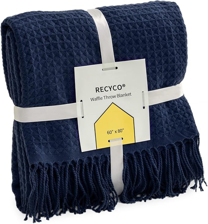 RECYCO Throw Blanket for Couch, Waffle Throw Blanket Lightweight Decorative Woven Blankets with T... | Amazon (US)