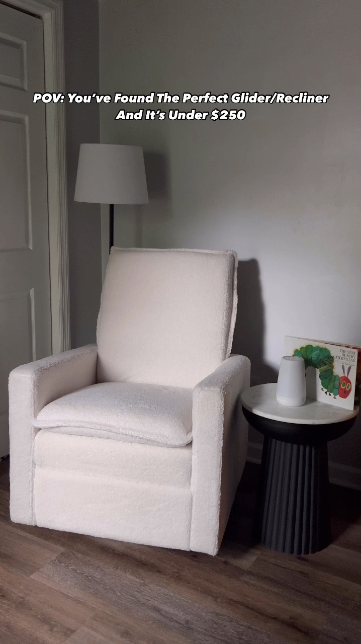 A designer DUPE under $250!! A glider and recliner with the cutest BOUCLE material. #walmartfinds #nursery #baby #pregnant #pregnancy #walmart #recliner 

#LTKFamily #LTKBaby #LTKHome