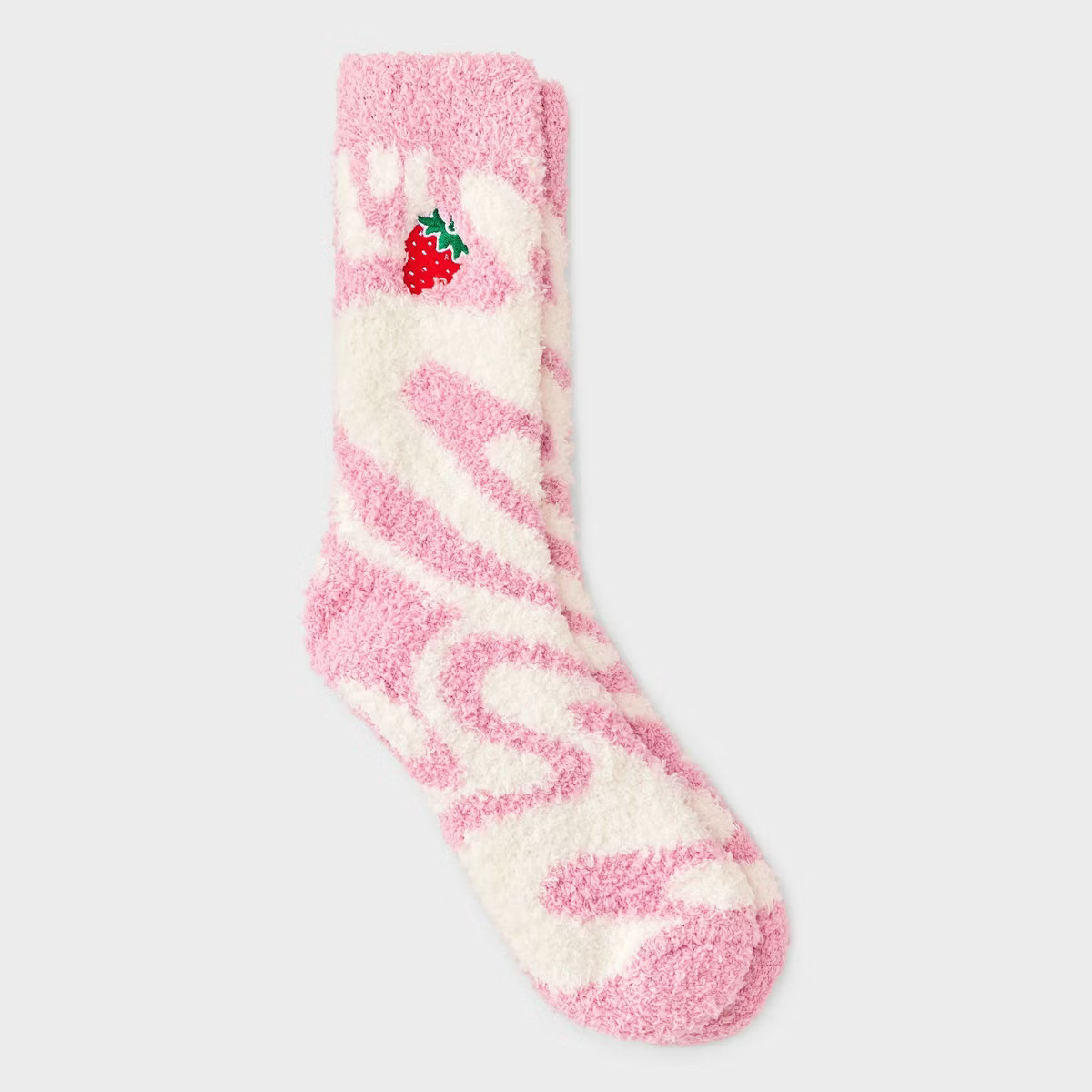 Women's Milkshake Christmas Cozy Crew Socks - Pink/White 4-10 | Target