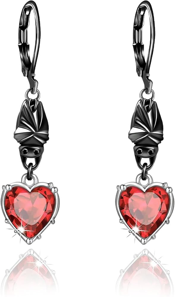 Gothic Earrings for Women Black Rose Flower/Bat/Skeleton Hand/Black Cross/Snake/Raven/Tulip Lever... | Amazon (US)