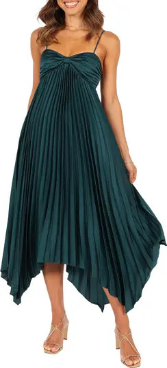 Vikki Pleated Sleeveless Satin Maxi Dress | Nordstrom