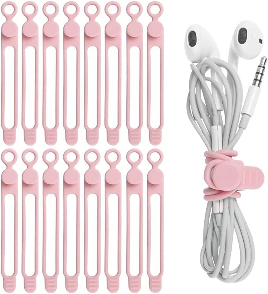 Nearockle 16Pcs Silicone Cable Straps Wire Organizer for Earphone, Phone Charger, Mouse, Audio, C... | Amazon (US)