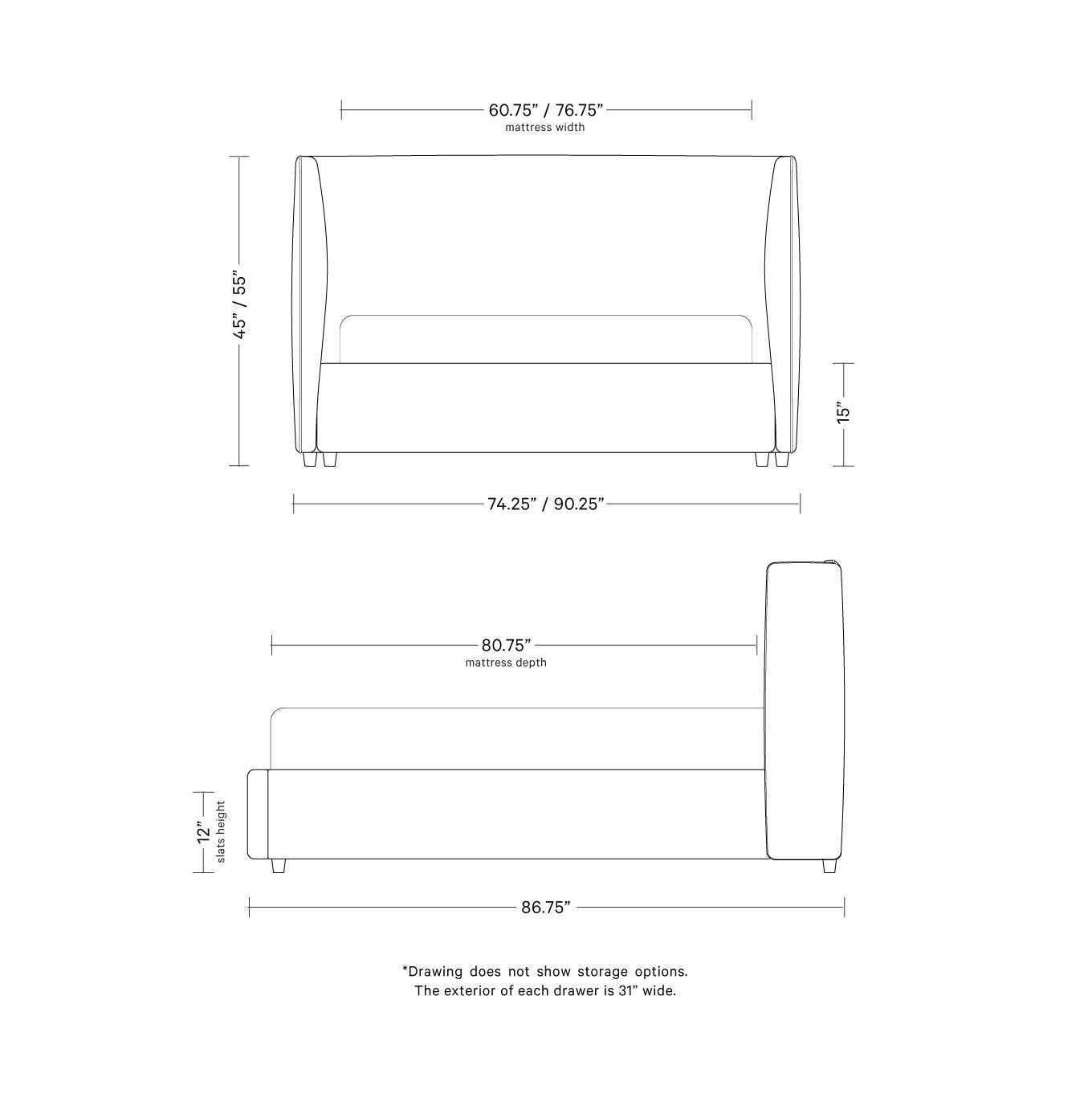 Graham Upholstered Bed with Storage Option | Interior Define