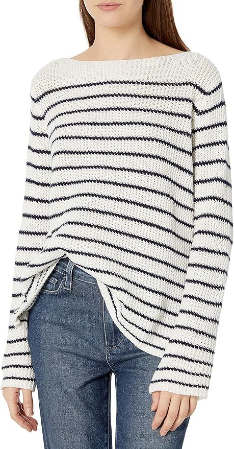 Cable Stitch Women's Boat Neck Striped Sweater | Amazon (US)