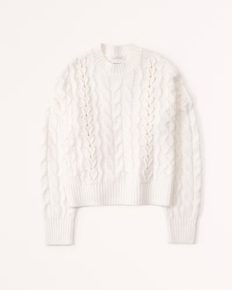 Women's Fluffy Cable Crew Sweater | Women's Tops | Abercrombie.com | Abercrombie & Fitch (US)