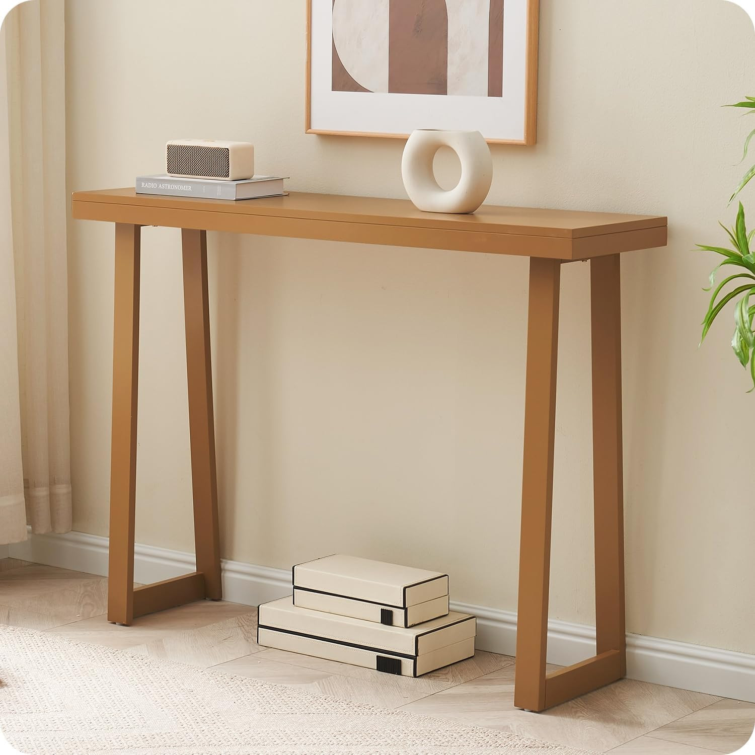 Kings Brand Furniture Claude Narrow Console Table, 44-Inch Wood Entryway Table for Hallway, Living Room or Behind Sofa, Modern Accent Sofa Table for Foyer, Space Saving Design, Honey Mustard | Amazon (US)