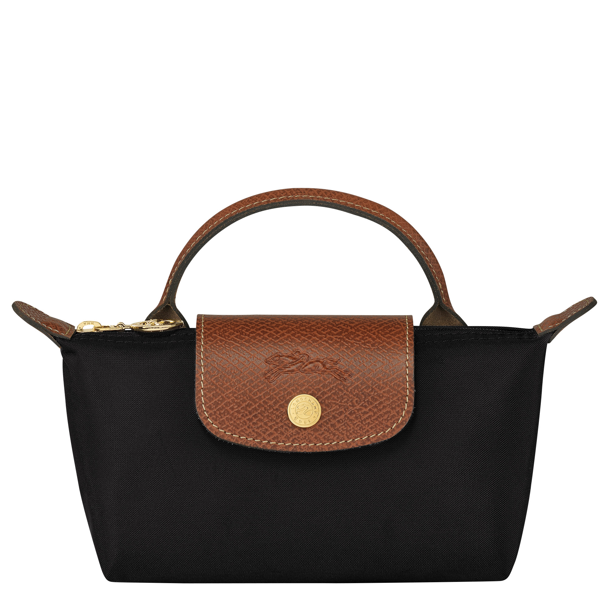 Le Pliage Original Pouch with handle Black - Recycled canvas | Longchamp AU | Longchamp
