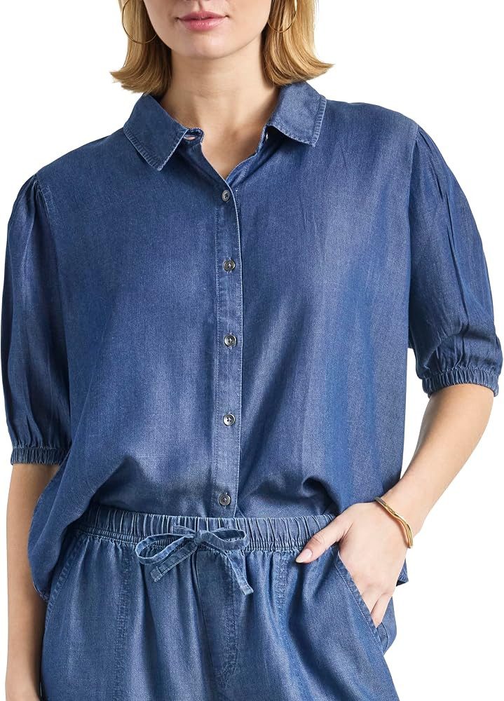 Splendid Women's Indigo Short Sleeve Woven Top | Amazon (US)