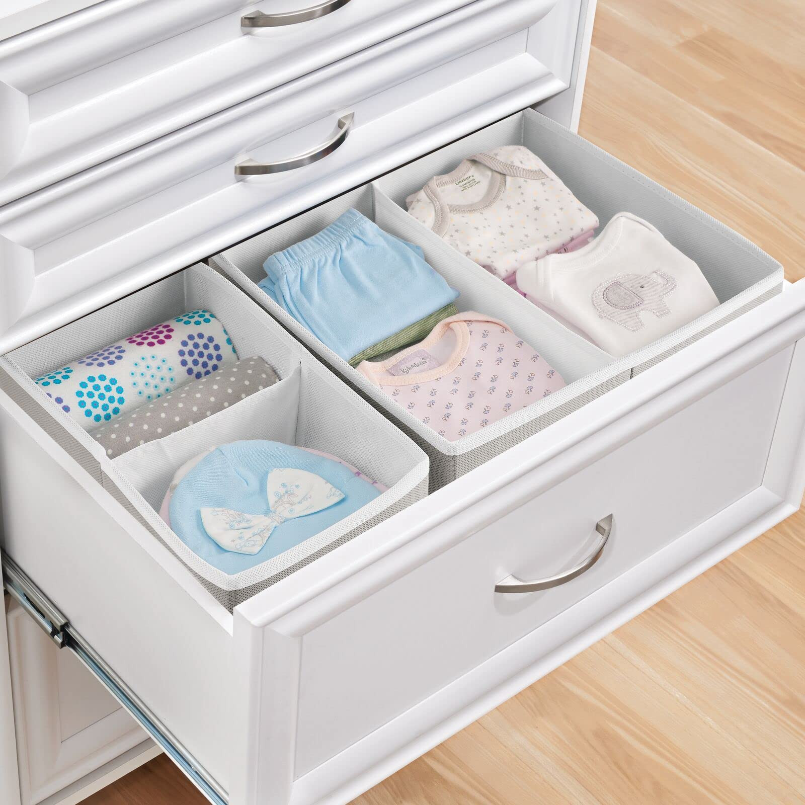 mDesign Fabric Drawer Organizer Bins, Kids/Baby Nursery Dresser, Closet, Shelf, Playroom Organiza... | Amazon (US)