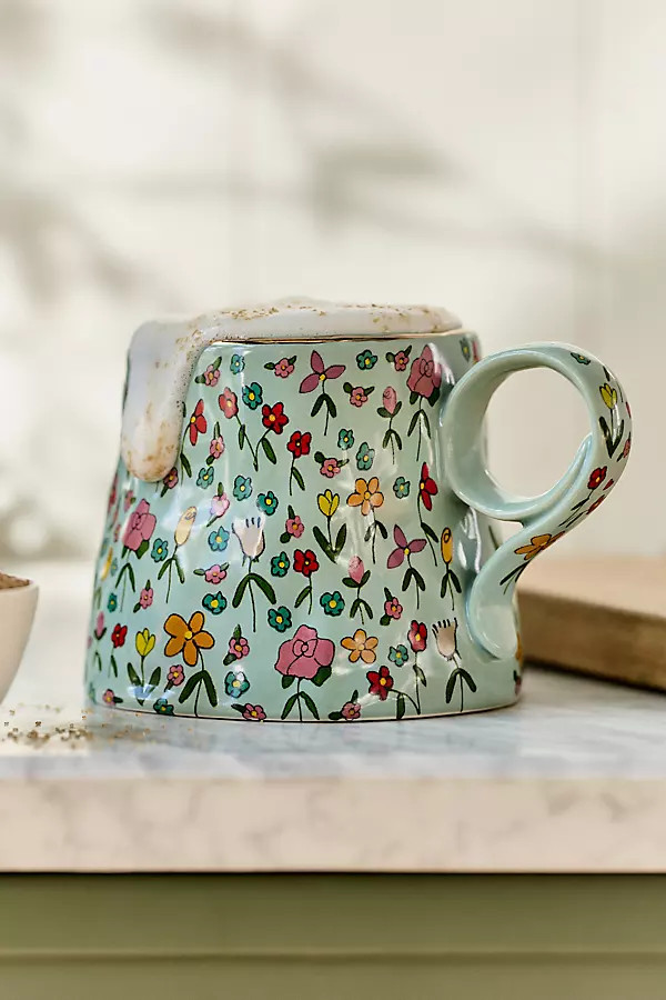 Blooming Hearts Stoneware 24k Gold Accent Mug | Anthropologie (US)