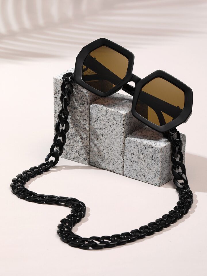 Cowgirl Geometric Frame Fashion Glasses & Glasses Chain-The Perfect Travel Accessory for Women | SHEIN