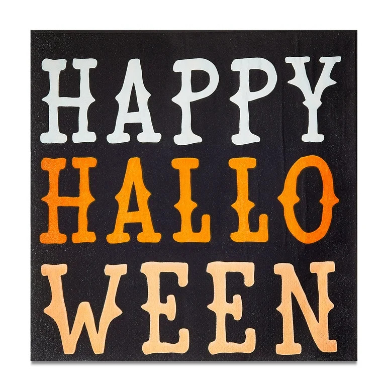 Halloween Black & Orange Happy Halloween Paper Party Napkins, 16 Count, by Way To Celebrate | Walmart (US)