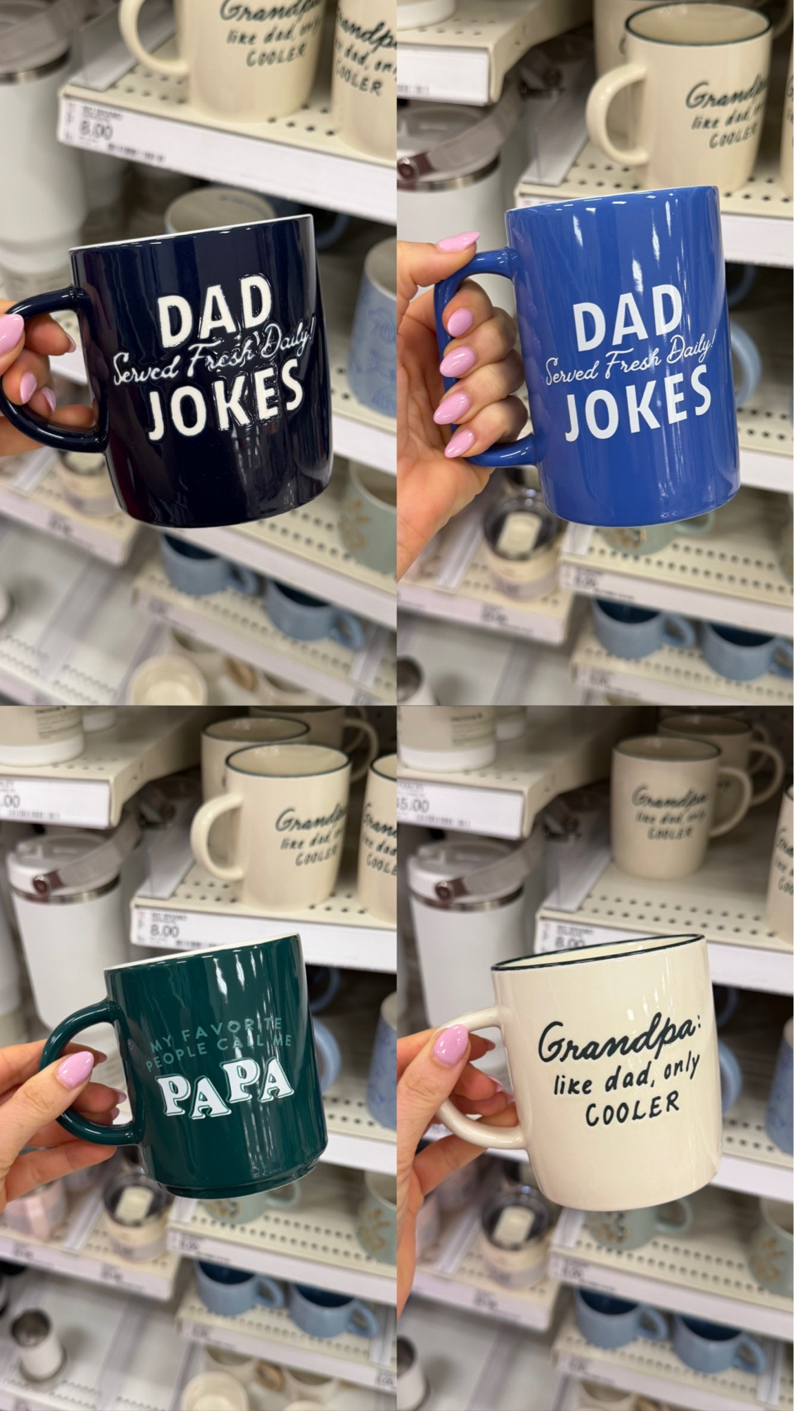 The dad mug section at Target is actually so good right now 😂☕️ Perfect little Father’s Day gift ideas if you need something easy but still cute + thoughtful. The “Dad Jokes” ones had me lol’ing and the grandpa mugs are just as good 🥹 Linking my favorites because these are the kind of gifts that go FAST every year!

#fathersdaygifts #giftideasfordad #targetfinds #targethome #dadgifts #grandpagifts #giftideas #affordablegifts #fathersdayideas #lastminutegifts #muglover #coffeemugs #dadjokes #momlifefinds #giftguide #ltkhome #ltkfinds #ltkfamily #seasonalgifts #trendingfinds 

 

#LTKfoodie #LTKSeasonal #LTKMens