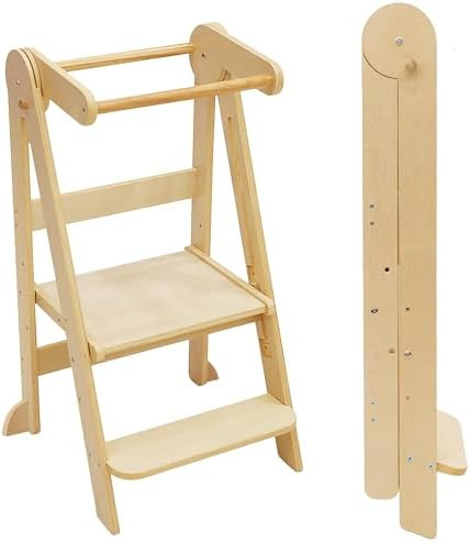 Foldable Toddler Tower 95% Preassembled Kitchen Stool Helper Folding Step Stool for Kids with 3 A... | Amazon (US)