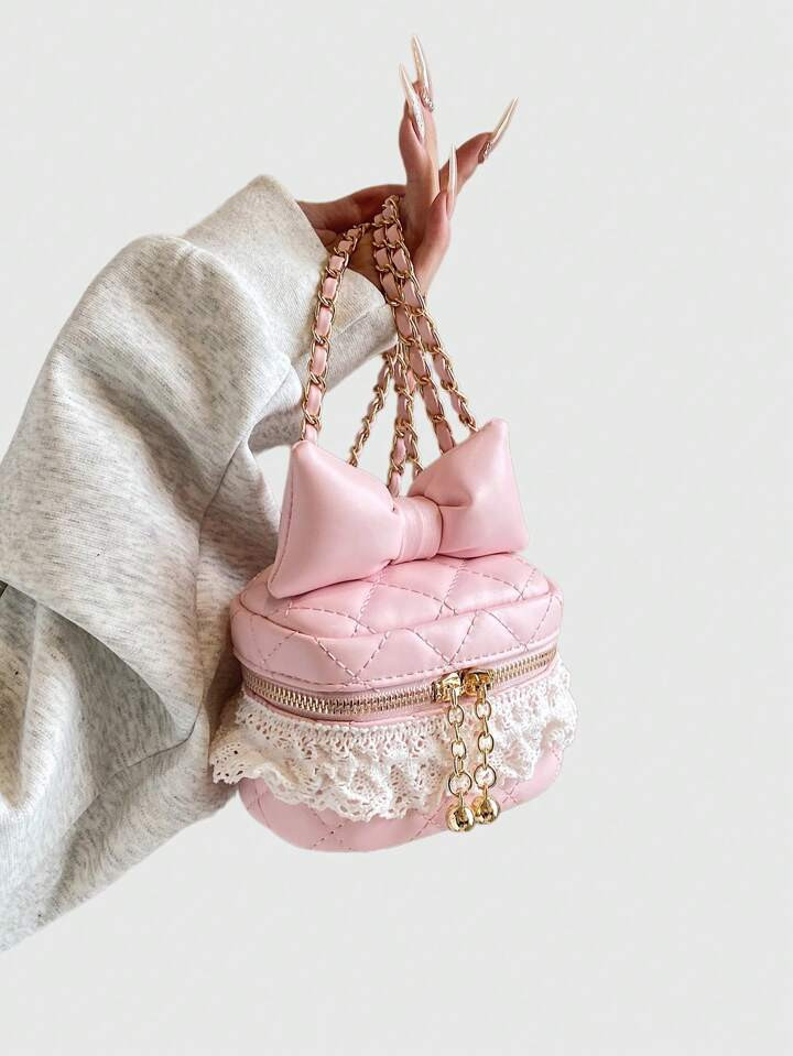 ROMWE Kawaii New Arrival Lovely Lace Chain Bag With Bowknot Decoration For Women | SHEIN