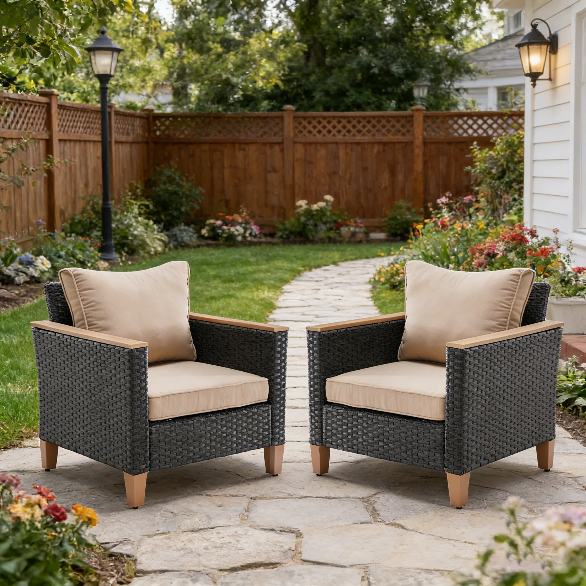 High Quality Patio Garden Polyethylene(PE) Wicker Sofa Chair (Set of 2) | Wayfair North America