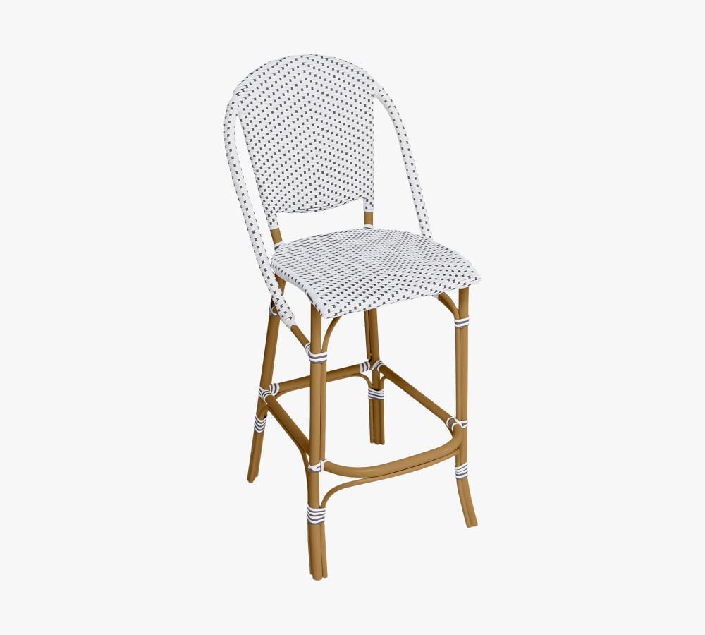 Sofie Alu-Rattan Barstool, White | Pottery Barn (US)