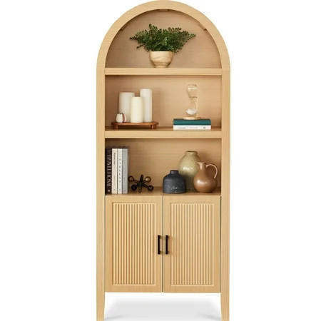 Best Choice Products 72in Tall Arched 5-Tier Bookshelf Storage Cabinet w/ Adjustable Shelves - Natural Oak | Walmart (US)