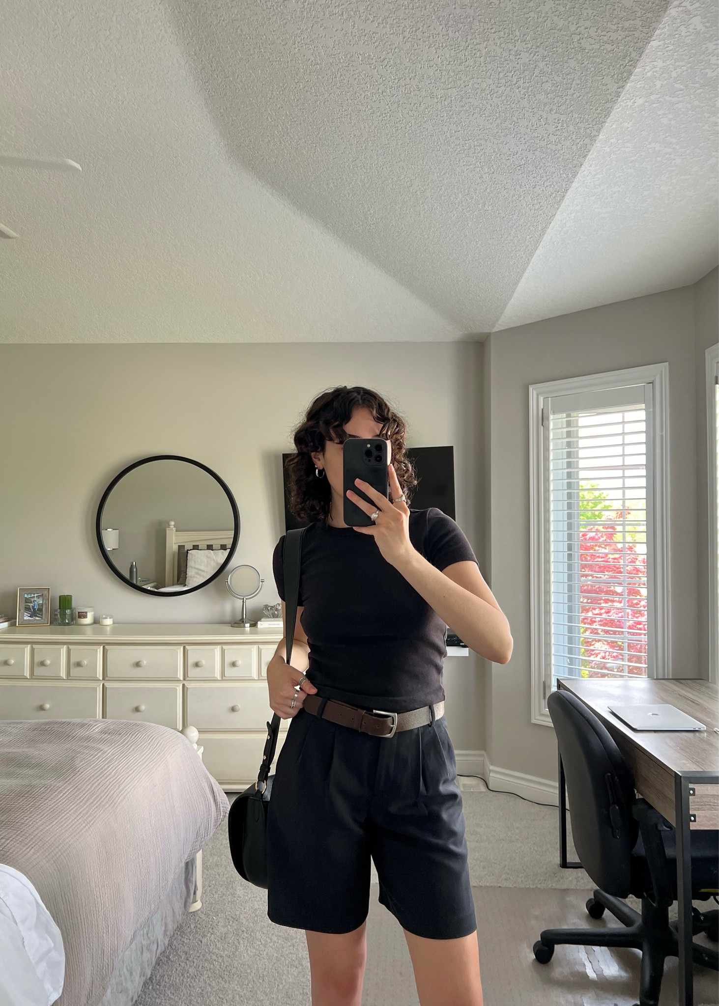Top - BESTHUG Little Ribbed Shirt from Aritzia, size XS.

Shorts - Mid Thigh Tailored Shorts from Abercrombie, size 25.

Purse - Saddle Bag from Ela Handbags.

Belt - vintage,

Shoes - Adidas Samba from Aritzia.

#LTKsummer #LTKcanada #LTKmodest