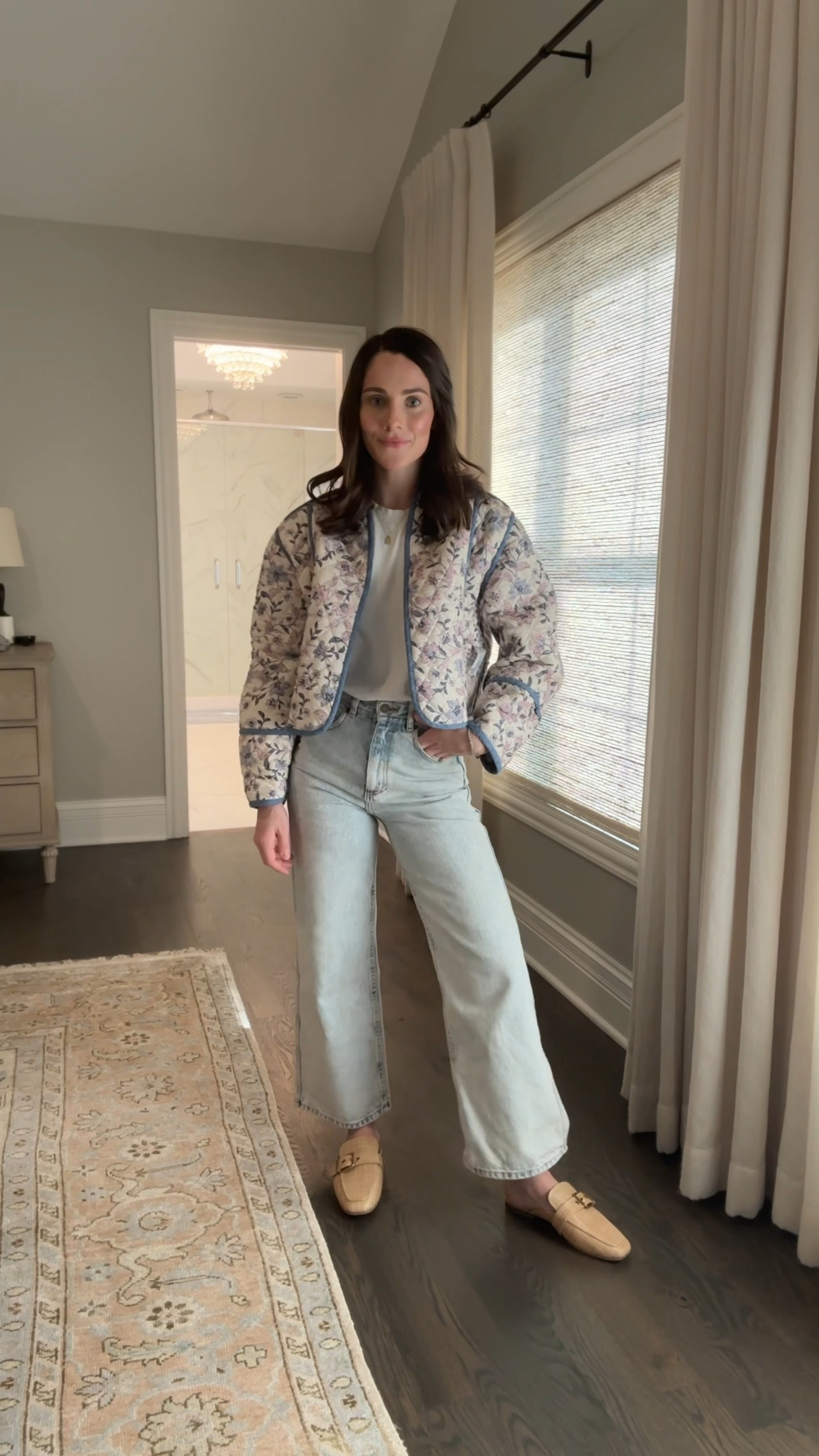 A must have reversible quilted jacket styled for spring with wide leg light wash jeans and raffia loafers 

Light wash jeans // wide leg jeans // denim trends // quilted jacket // reversible jacket // style tip // how to style // easy outfit // mom outfit // raffia shoes 

#LTKstyletip #LTKfindsunder50 #LTKfindsunder100