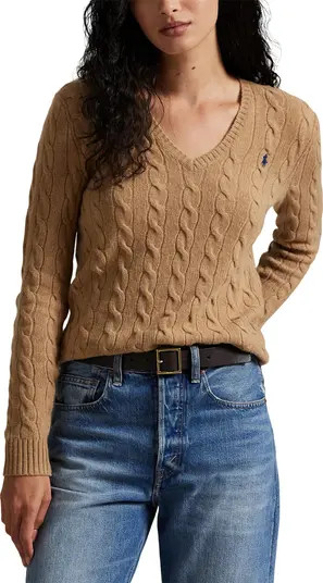Kimberly Cable Wool & Cashmere V-Neck Sweater | Nordstrom