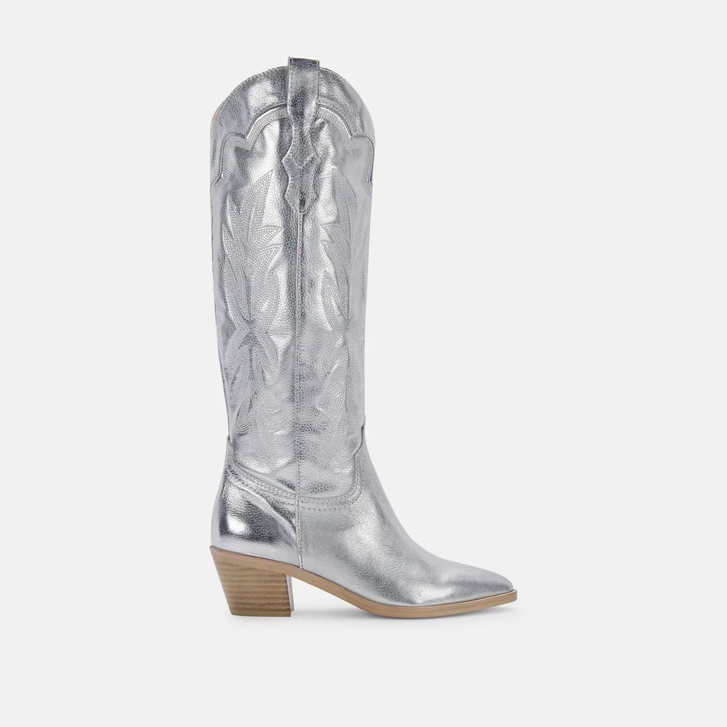 SHIREN BOOTS SILVER METALLIC SUEDE | DolceVita.com