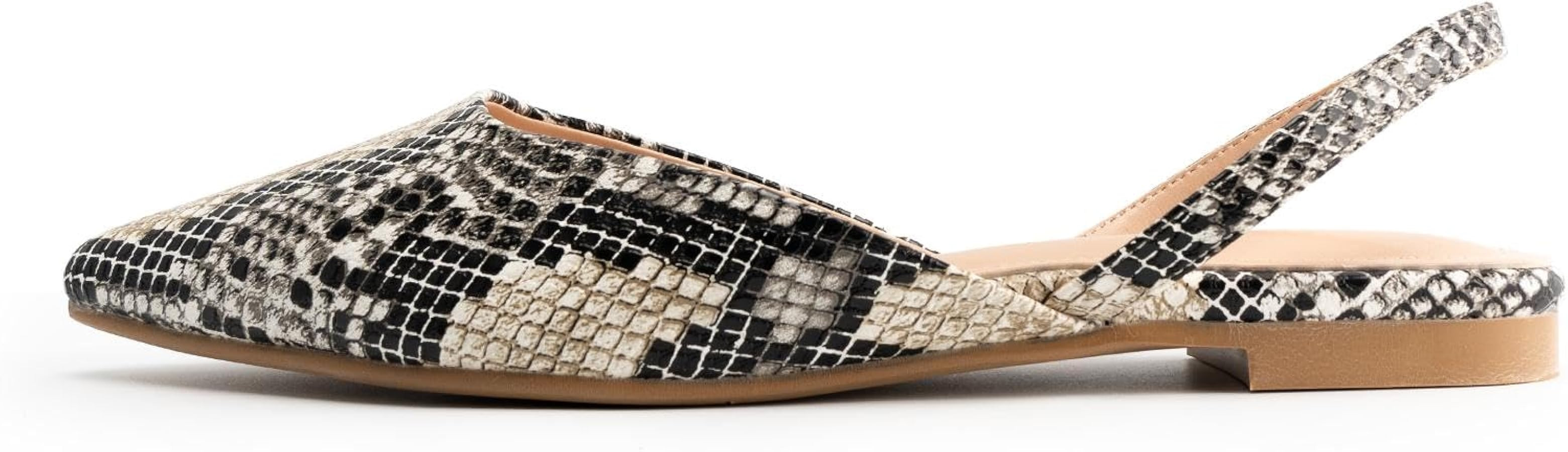 DREAMCIA Slingback Flats for Women Pointed Toe Flats Slip On Casual Office Shoes for Women Snake ... | Amazon (US)