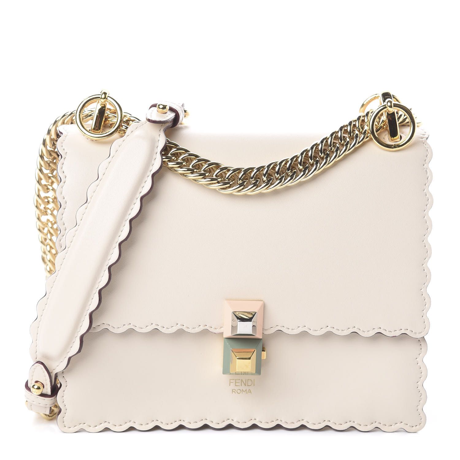 Vitello Liberty Scalloped Studded Small Kan I Shoulder Bag Neutral | Fashionphile