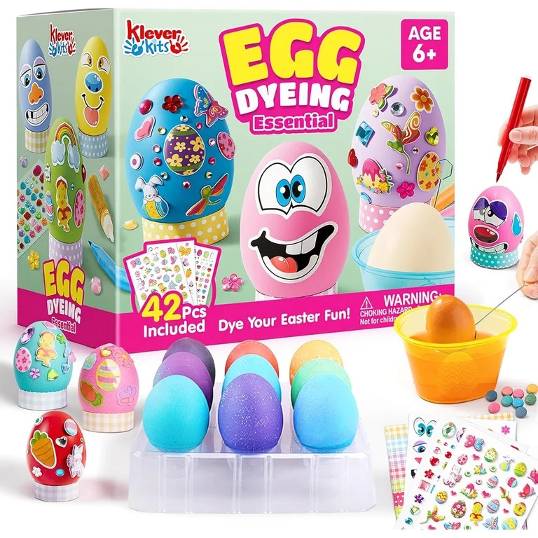 Joyfy 42Pcs Easter Egg Dye Kit,DIY Easter Egg Decorating Craft Kit with Egg Tray,Egg Stands,Easte... | Walmart (US)